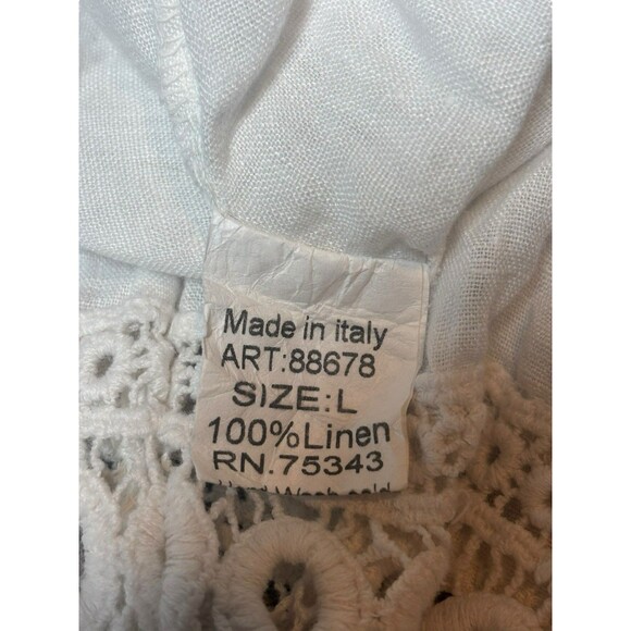 Lungo L'arno Blouse Women Large White Bell Sleeve Boho Linen Minimalist Cottage - Picture 10 of 10